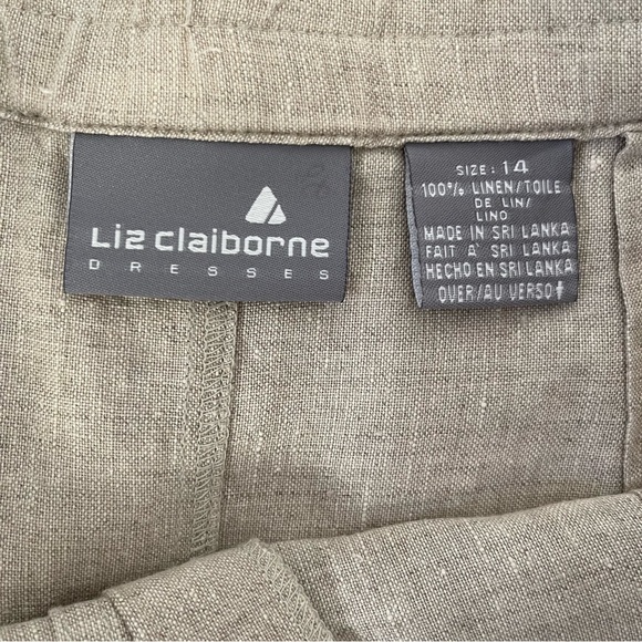 NWOT Vintage 90s Liz Claiborne Beige Linen Button Front Midi Skirt w Pockets 14 - Picture 6 of 6